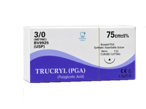 3/0 Sutures Trucryl (PGA) Polyglicolic Acid 16mm (Curved Cutting)